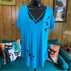 Relipop Soft & Stretchy Oversized Top with Distressed Details